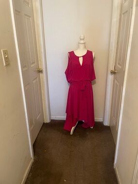 Lane Bryant Fuchsia High-Low Keyhole Waist-Tie Dress